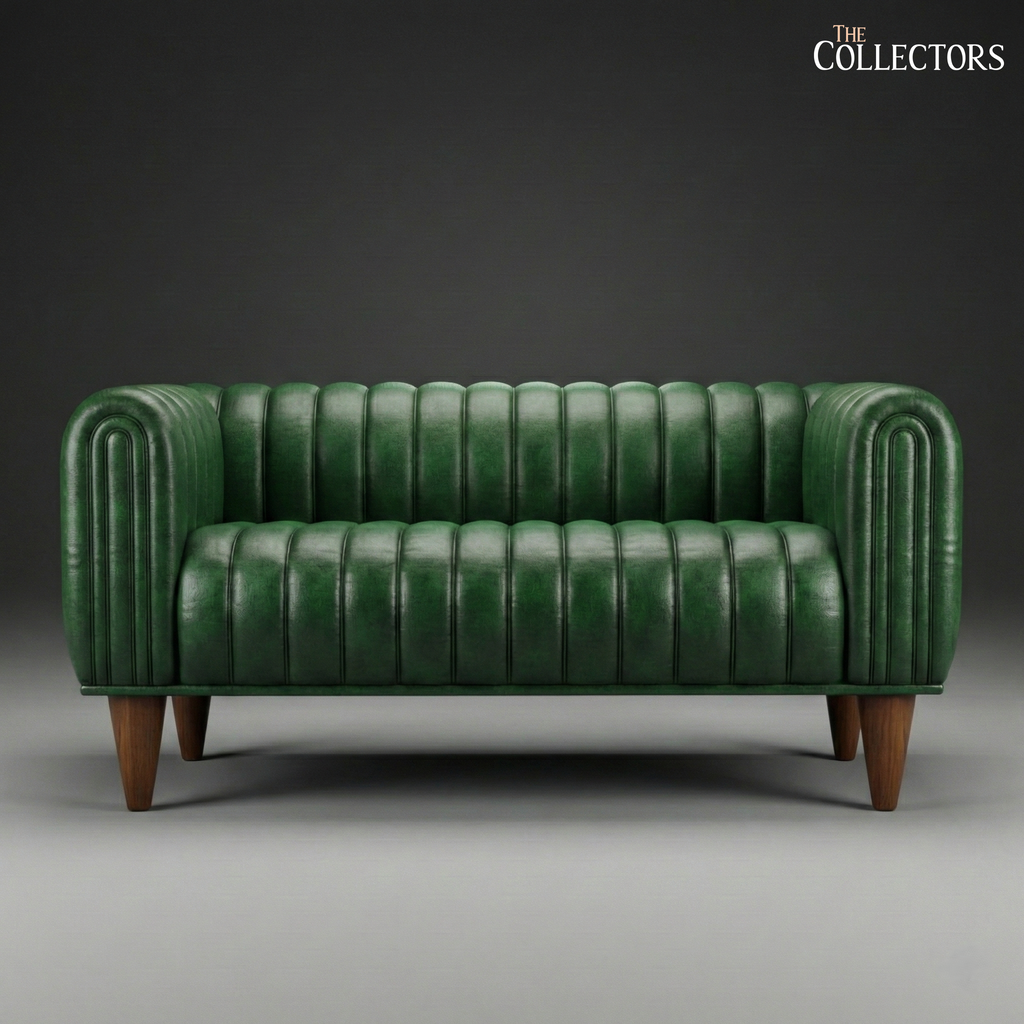 Antwerp Streamline Art Deco Leather Sofa