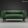 Antwerp Streamline Art Deco Leather Sofa