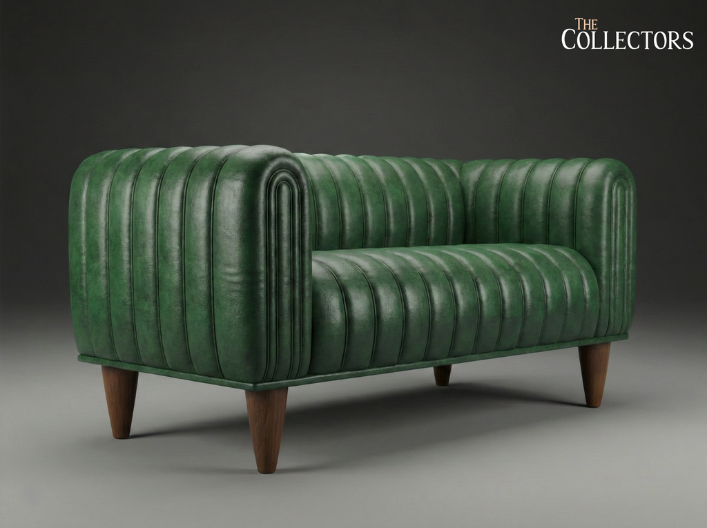 Antwerp Streamline Art Deco Leather Sofa