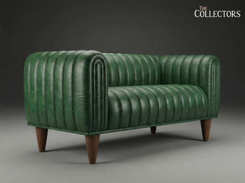 Antwerp Streamline Art Deco Leather Sofa