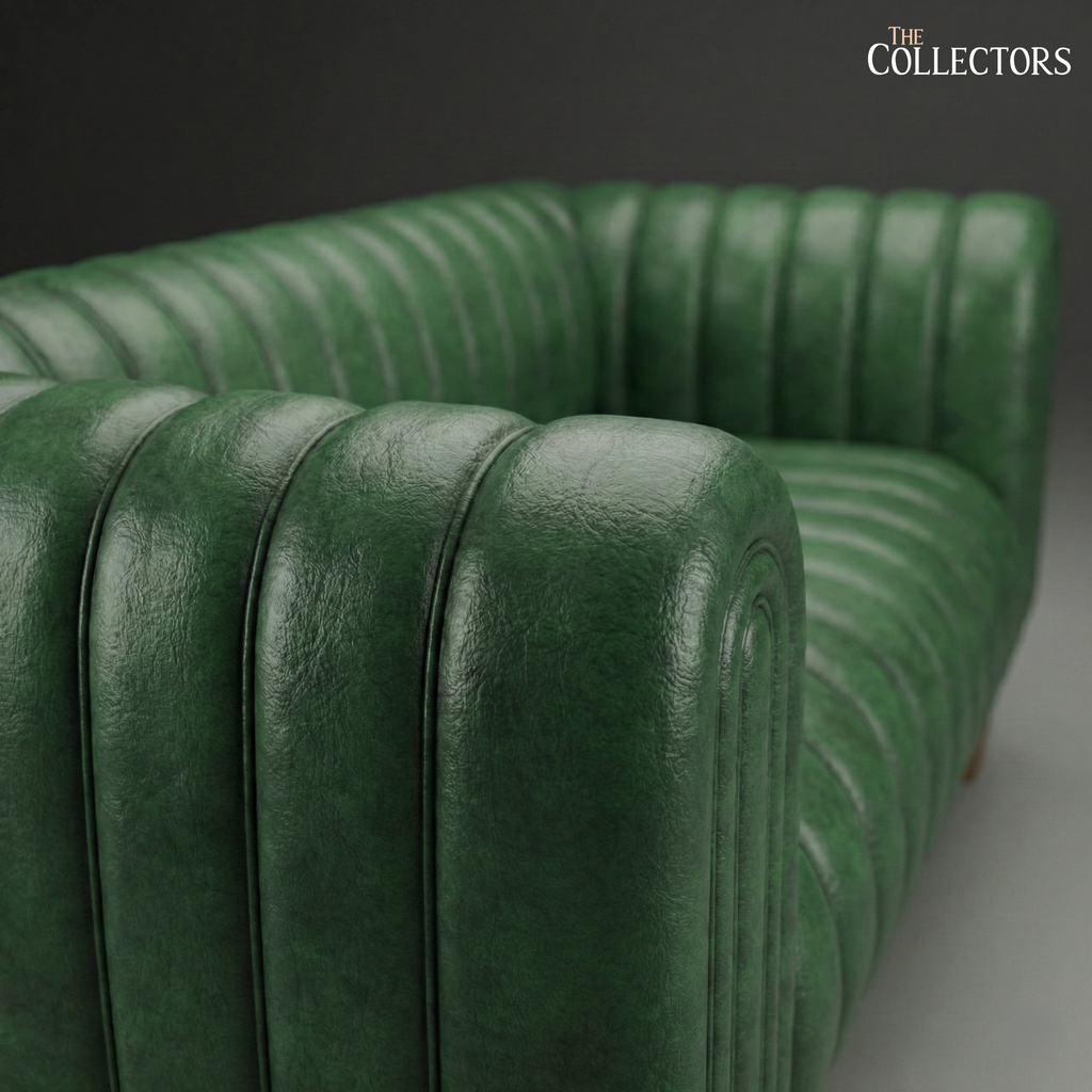 Antwerp Streamline Art Deco Leather Sofa