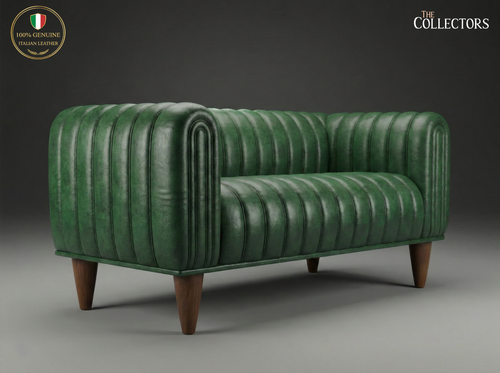 Antwerp Streamline Art Deco Leather Sofa