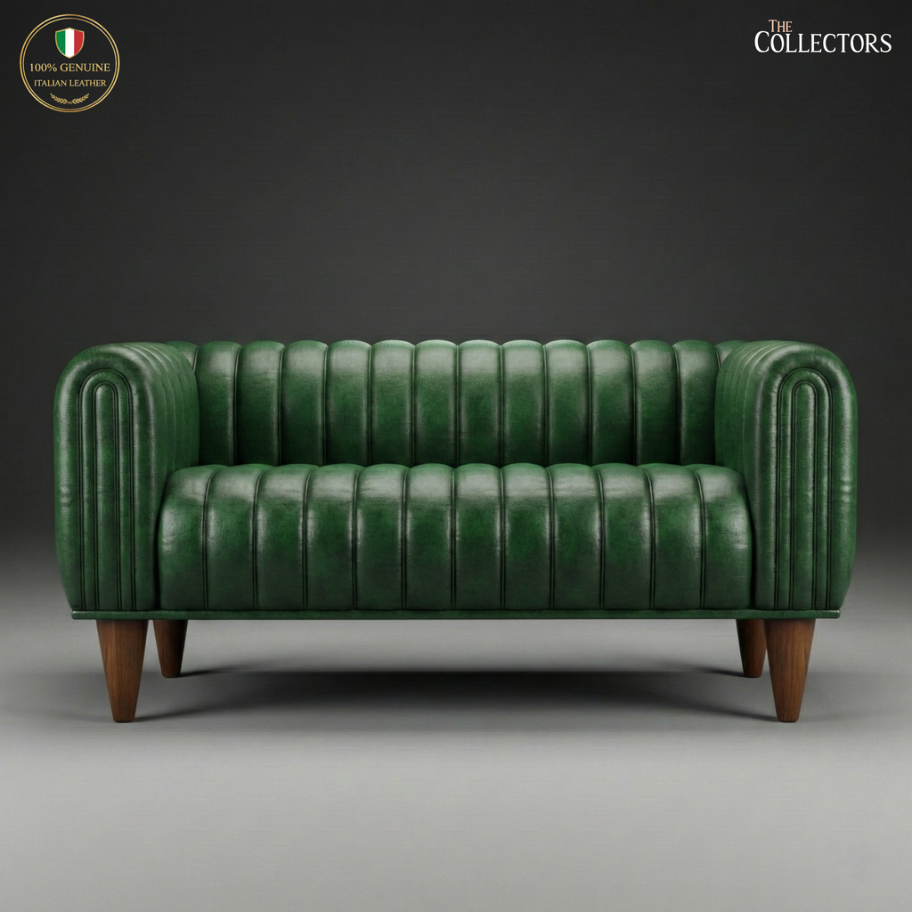 Antwerp Streamline Art Deco Leather Sofa