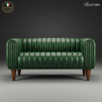 Antwerp Streamline Art Deco Leather Sofa