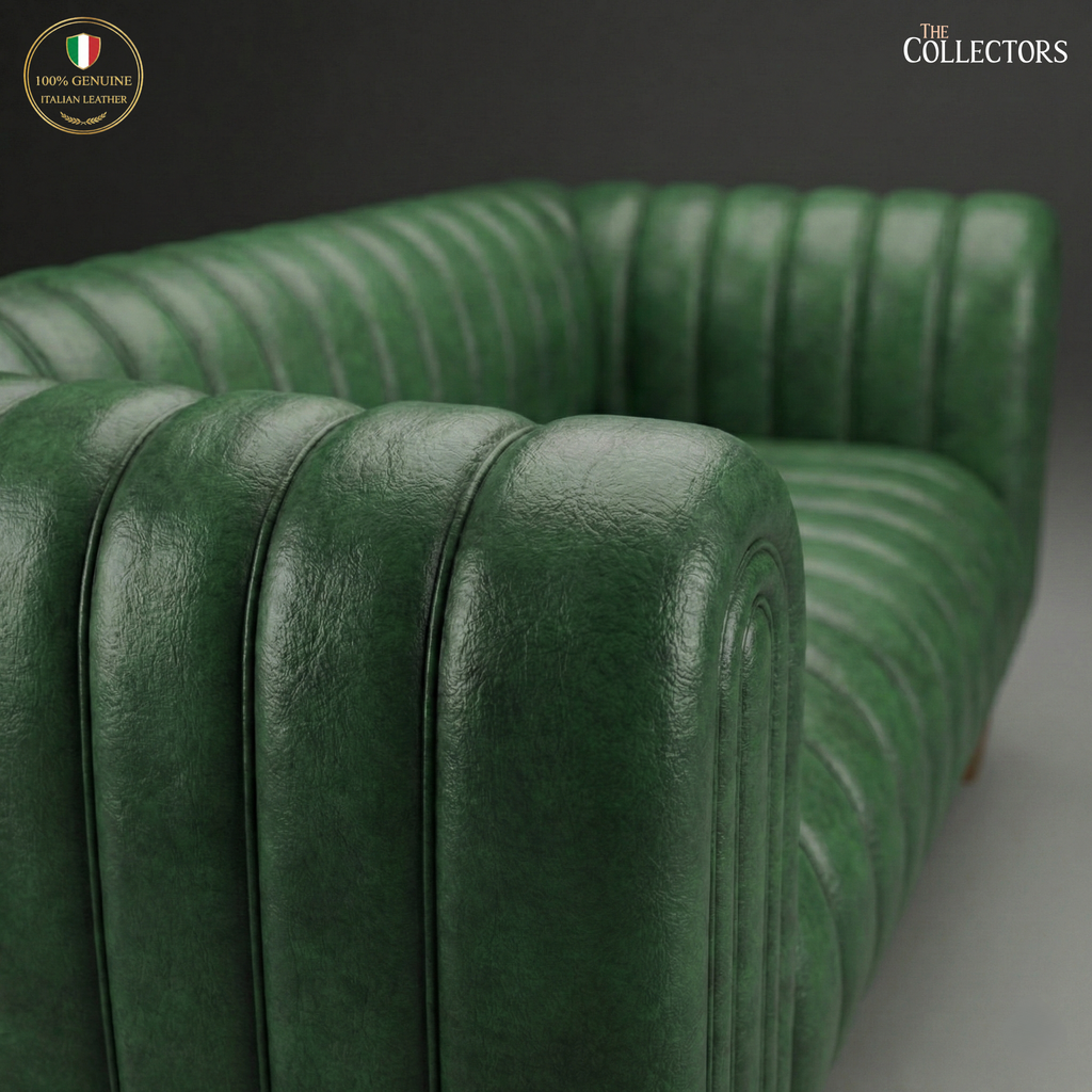 Antwerp Streamline Art Deco Leather Sofa