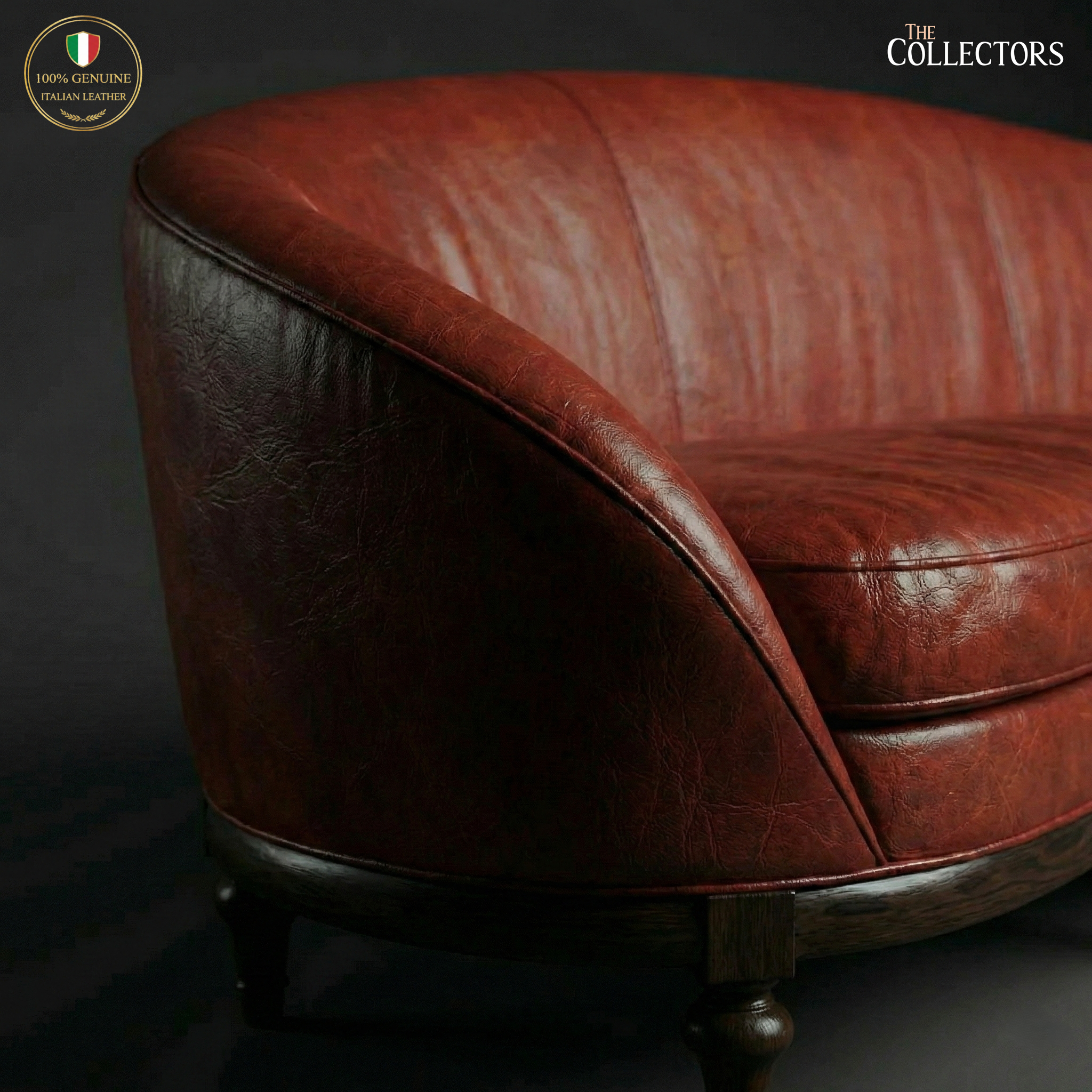 Colmar Art Deco Salon Leather Sofa