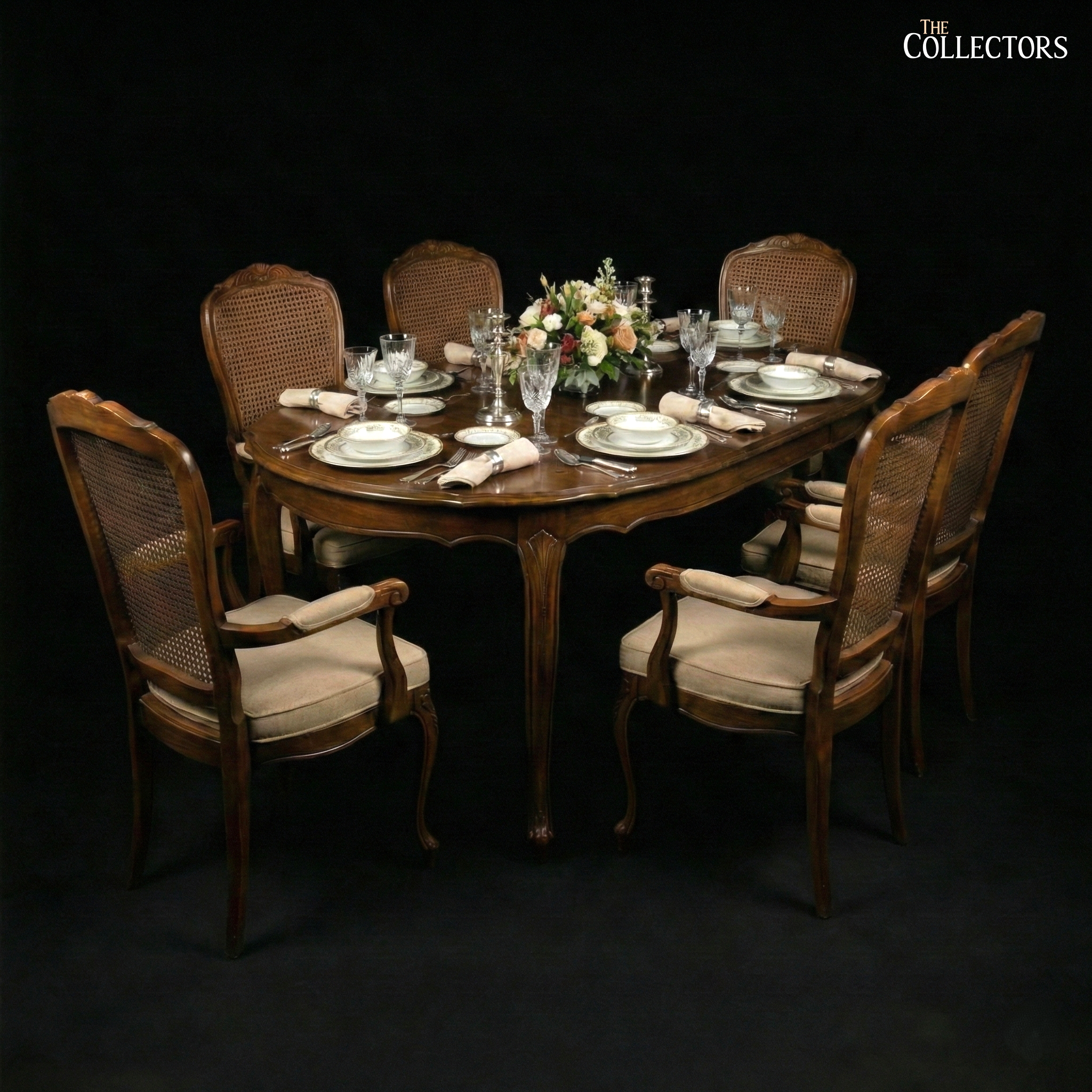 The Louis XV Provincial Cane-Back  Dining Ensemble