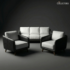 Manhattan Modernist Leather Sofa Ensemble