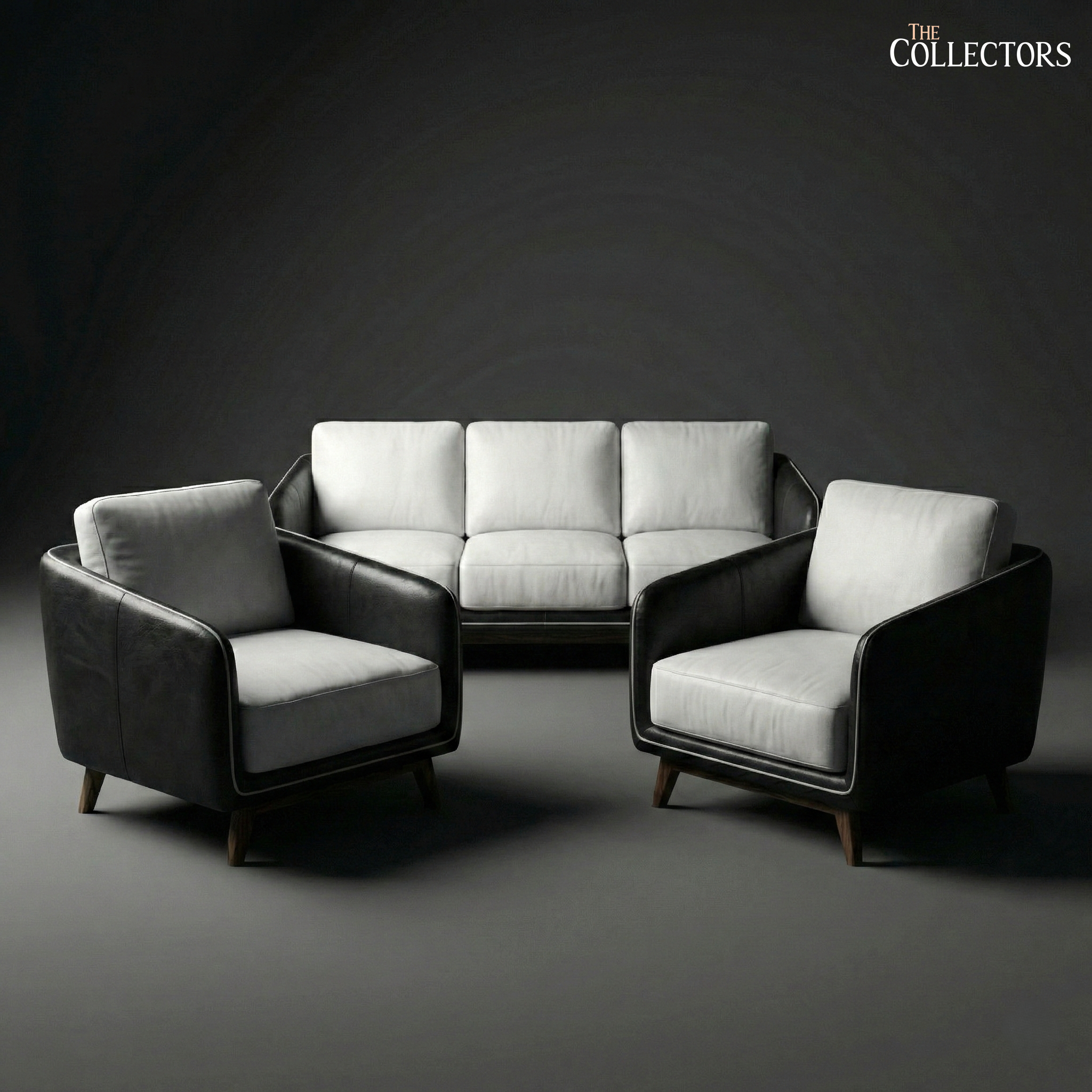 Manhattan Modernist Leather Sofa Ensemble