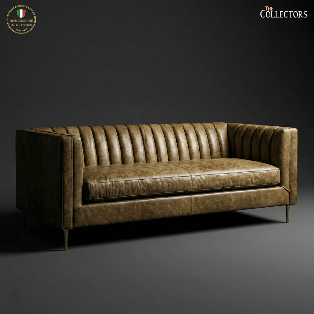Parma Atelier Channel Tufted Leather Sofa