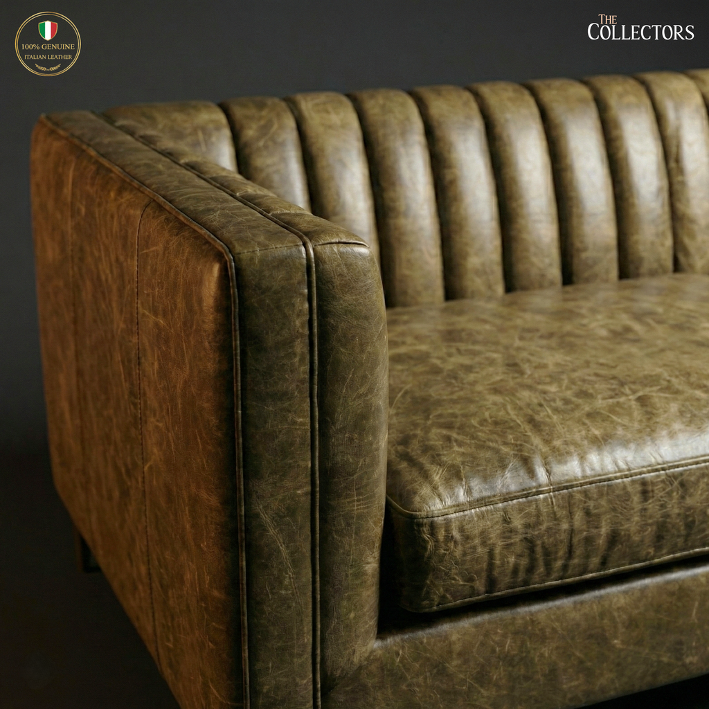 Parma Atelier Channel Tufted Leather Sofa