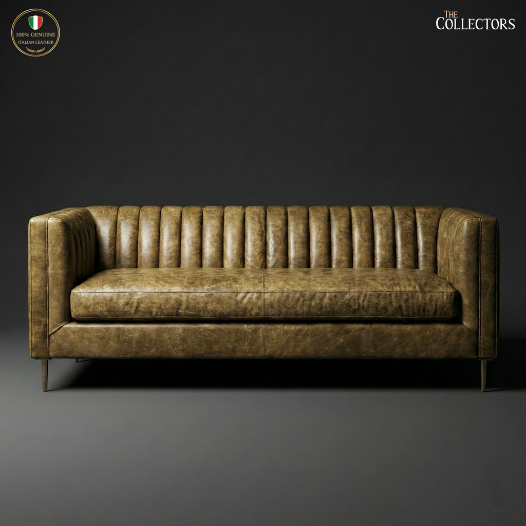 Parma Atelier Channel Tufted Leather Sofa