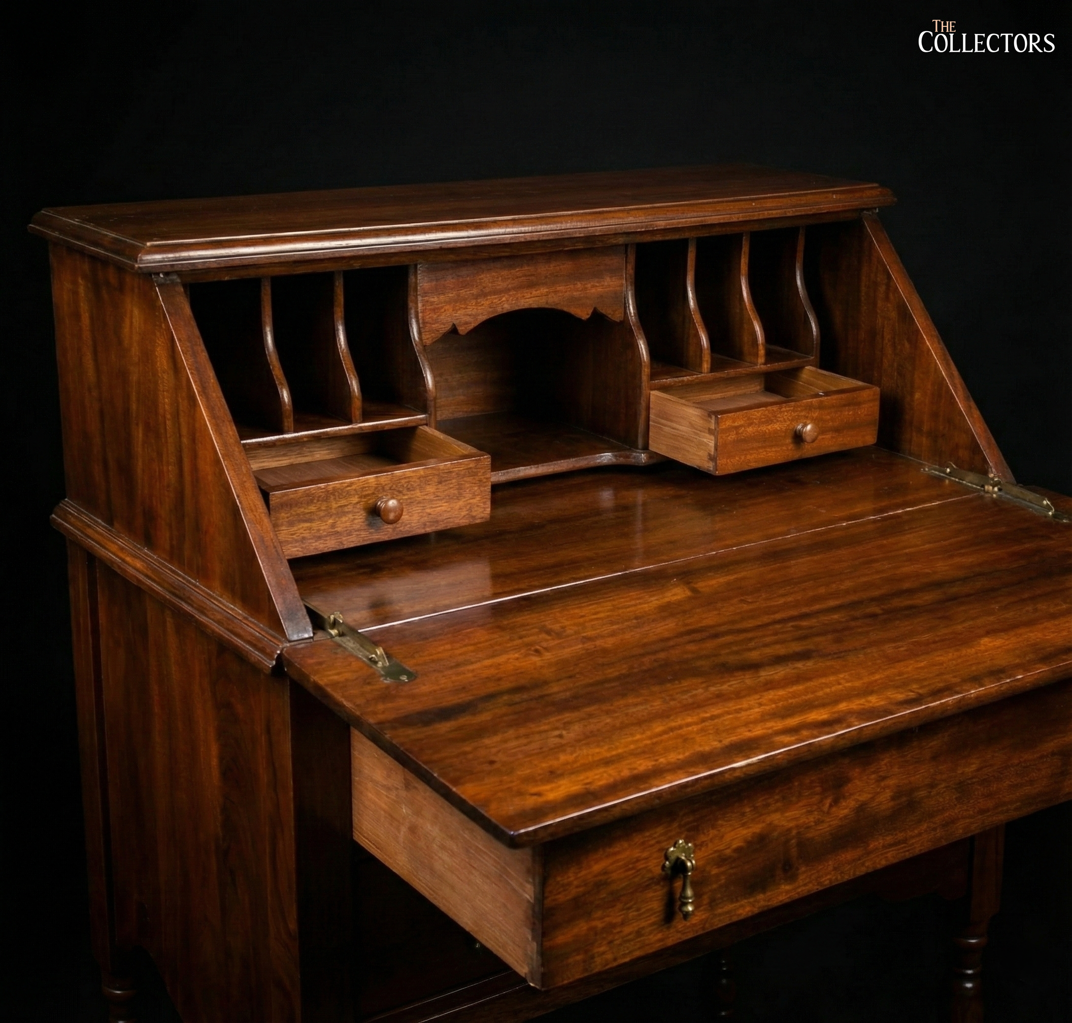 The Regency Scribe’s Drop-Front Bureau  & Sabre-Back Chair Ensemble