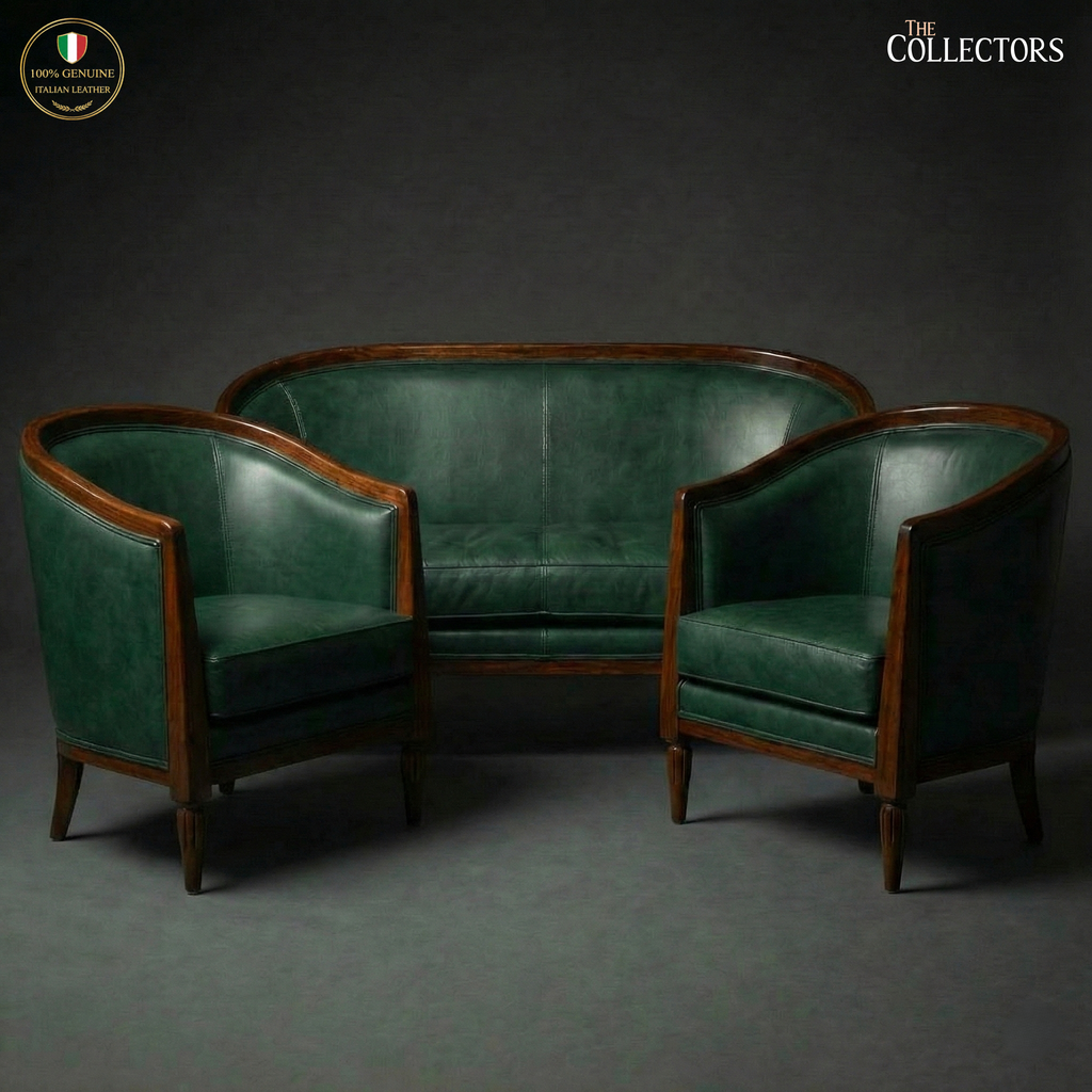 Strasbourg Salon Art Deco Leather Sofa