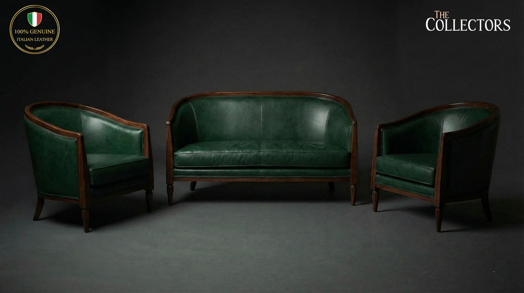 Strasbourg Salon Art Deco Leather Sofa