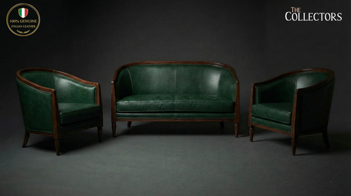 Strasbourg Salon Art Deco Leather Sofa