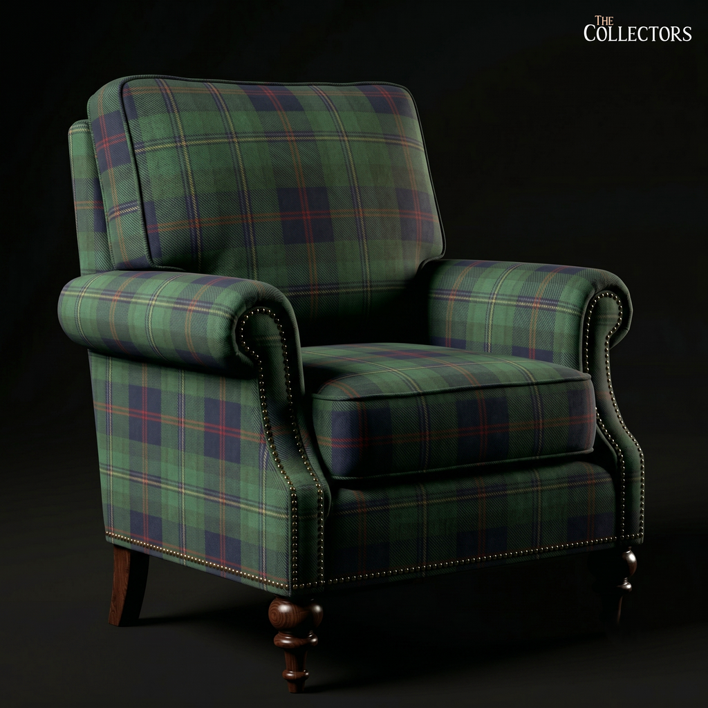 The Balmoral Library Chair in Victorian Tartan