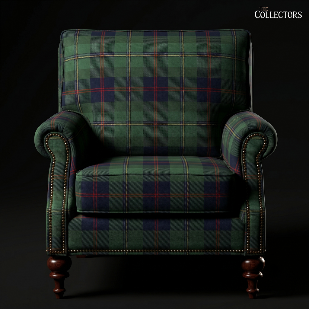 The Balmoral Library Chair in Victorian Tartan
