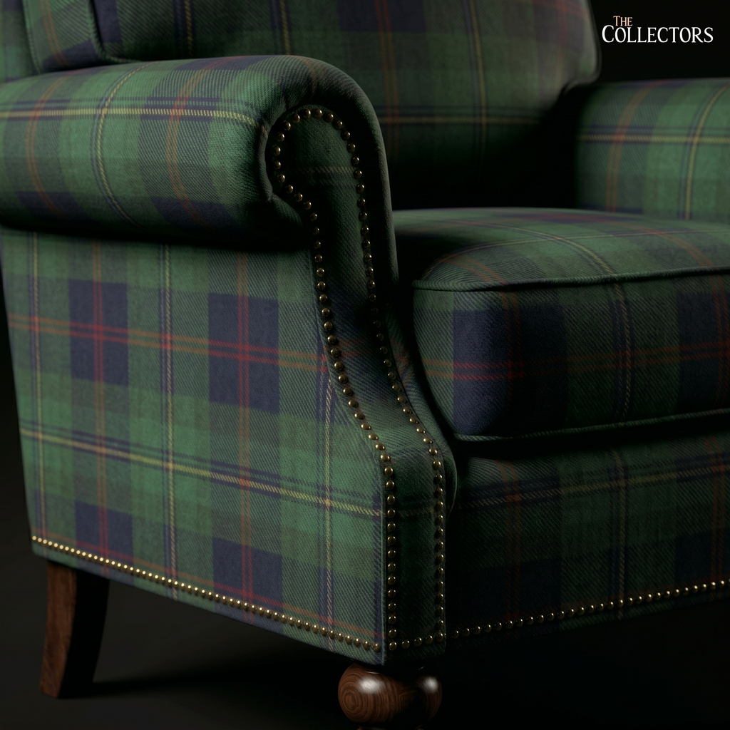 The Balmoral Library Chair in Victorian Tartan
