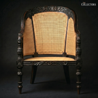 The Ceylonese Colonial Carved Cane Bergère