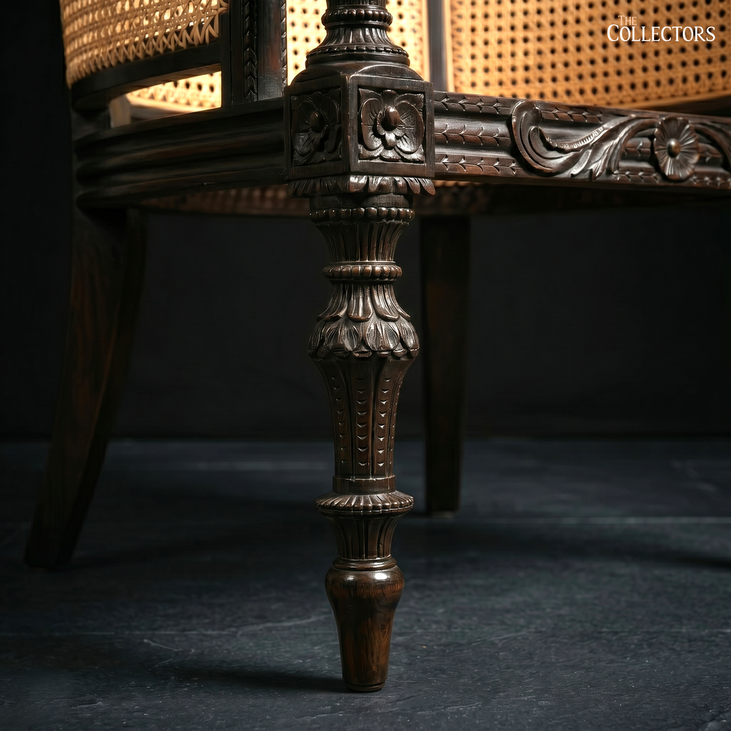 The Ceylonese Colonial Carved Cane Bergère