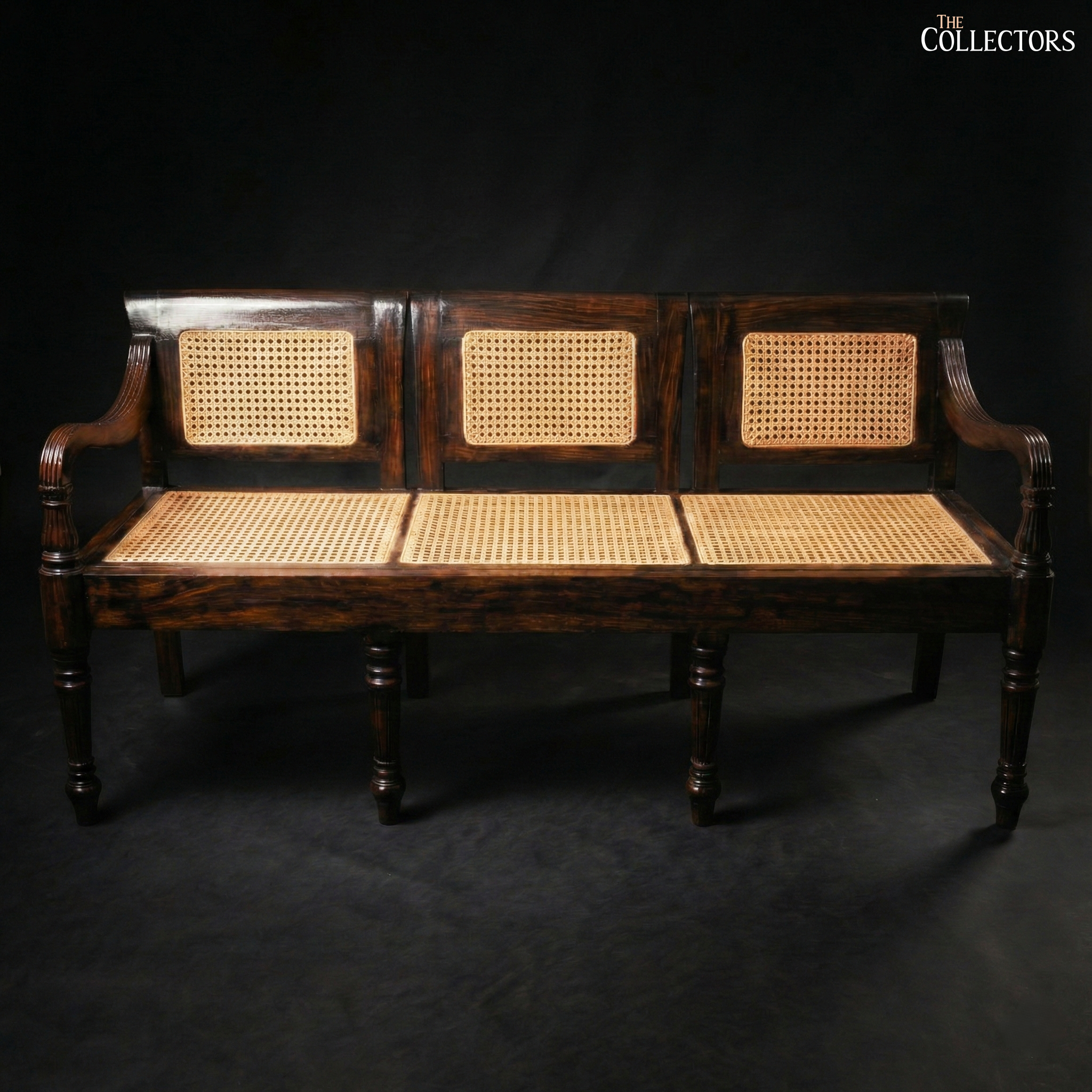 Shop The Duncan Colonial Hall Bench - Teak and Cane Bench - The Collectors