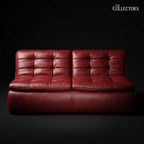 The Lombardy Fold: Tufted Oxblood Leather Sofa
