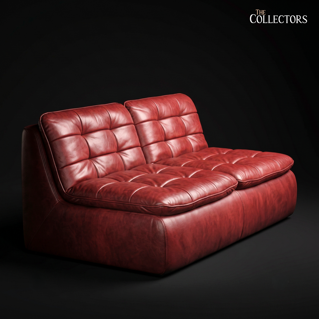 The Lombardy Fold: Tufted Oxblood Leather Sofa
