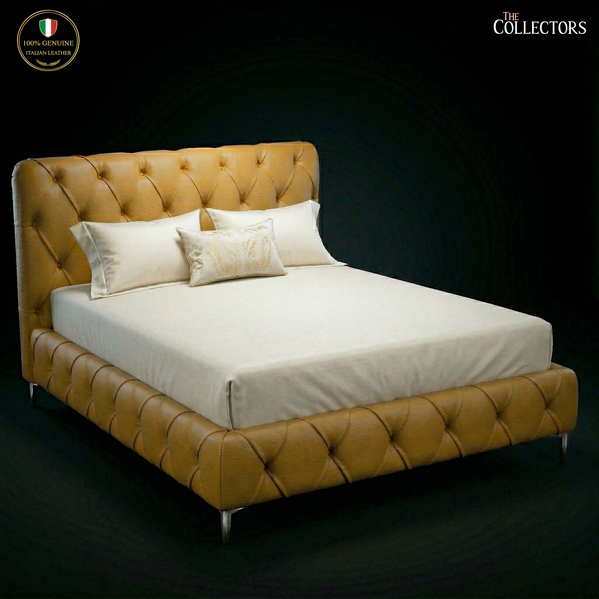 The Lombardy Tufted Leather Bedstead