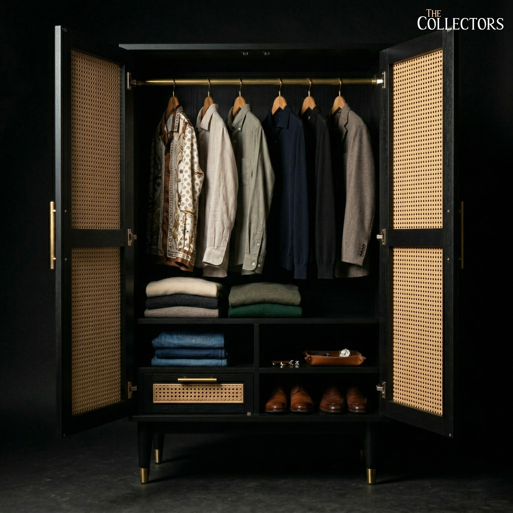 The Lucerne Mid-Century Cane Armoire