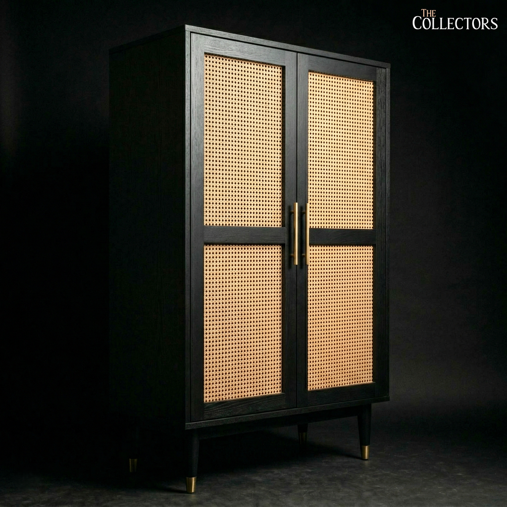 The Lucerne Mid-Century Cane Armoire