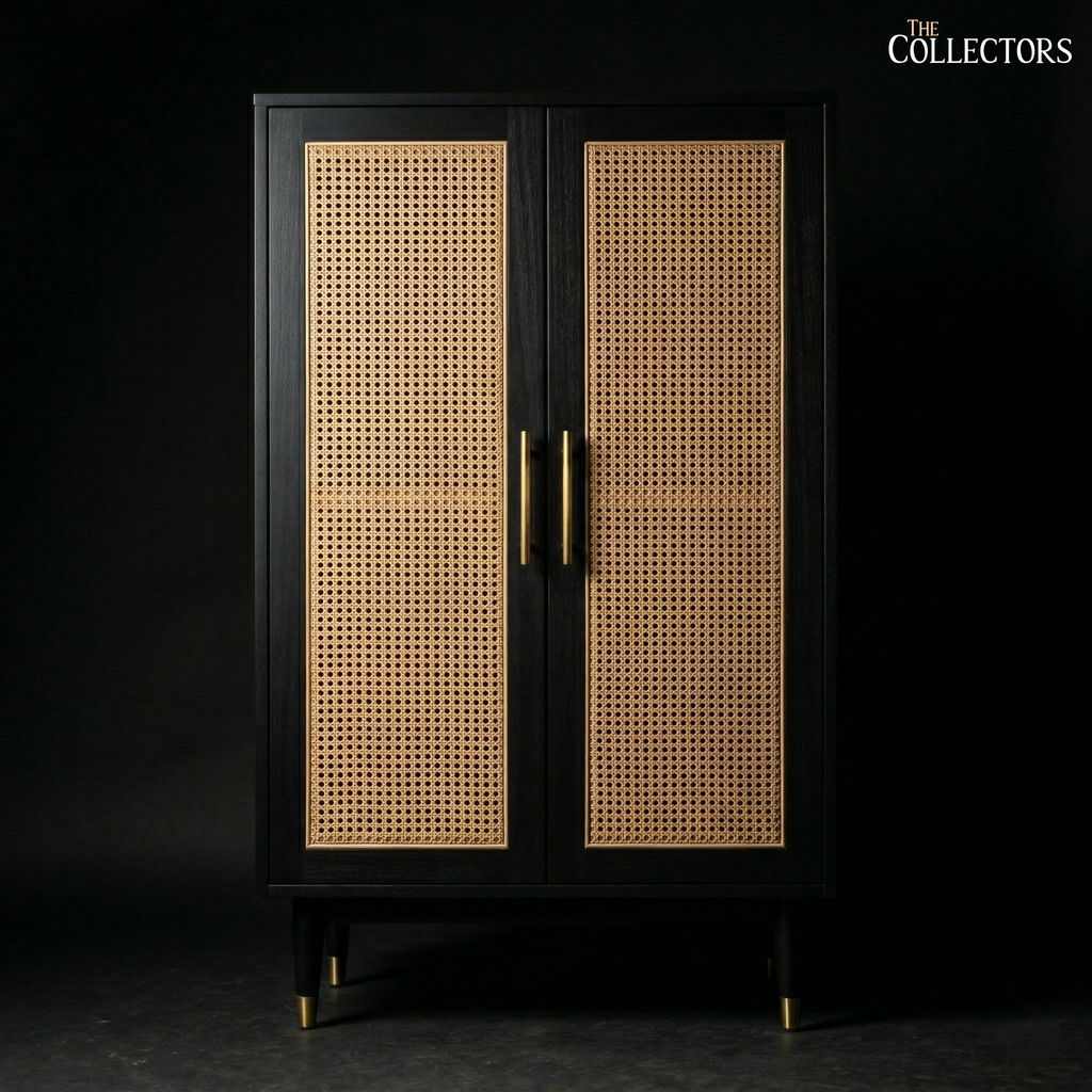 The Lucerne Mid-Century Cane Armoire