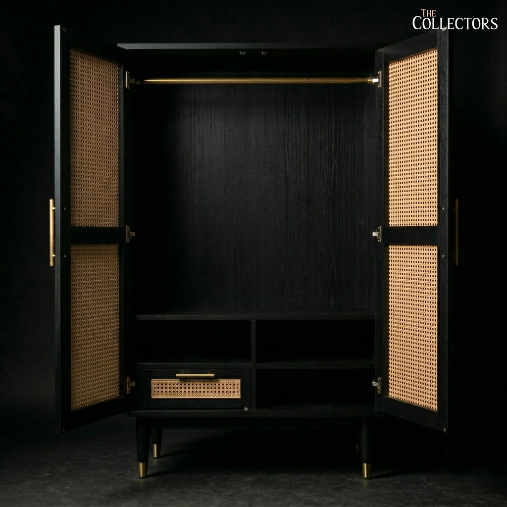 The Lucerne Mid-Century Cane Armoire