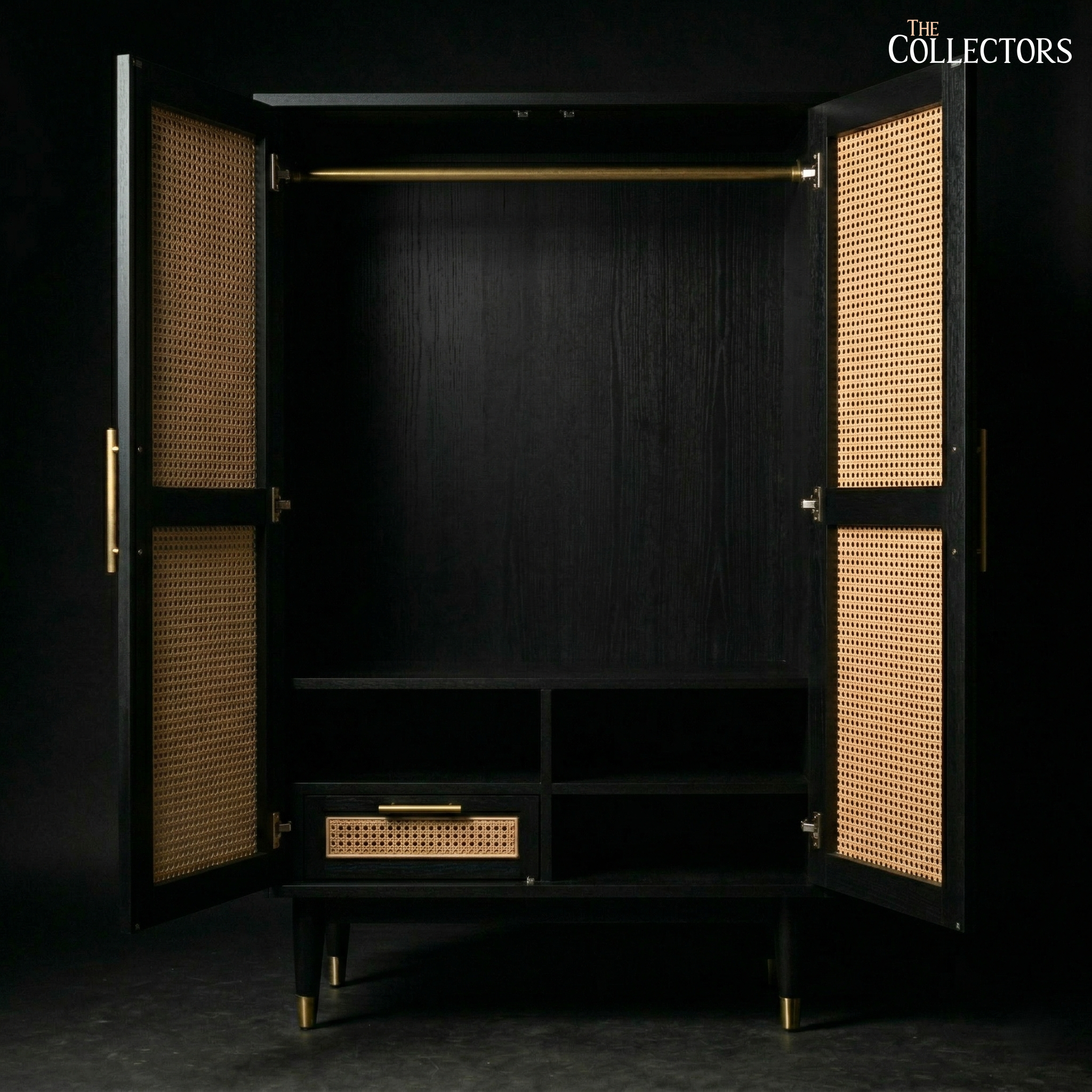 The Lucerne Mid-Century Cane Armoire