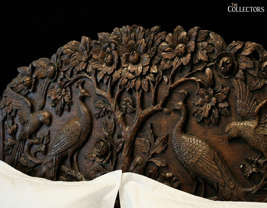 The Maharaja’s Aviary - Hand Carved Royal Peacock Bed