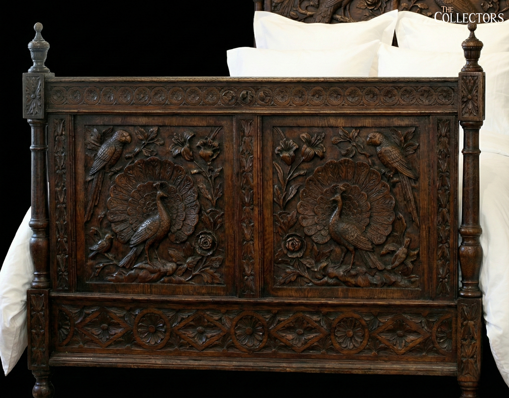 The Maharaja’s Aviary - Hand Carved Royal Peacock Bed