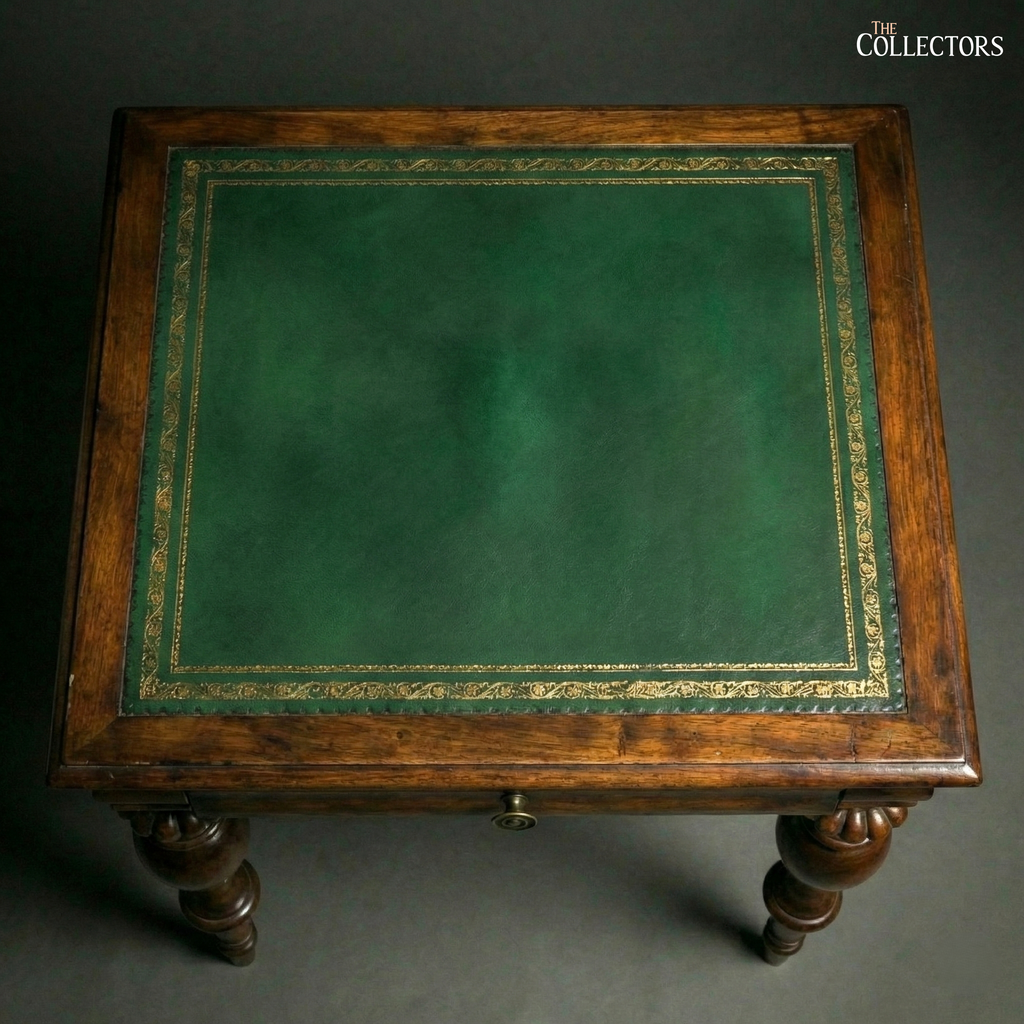 Leather Table Math Shop The St James’s Club Green - Leather Side Table - The Collectors
