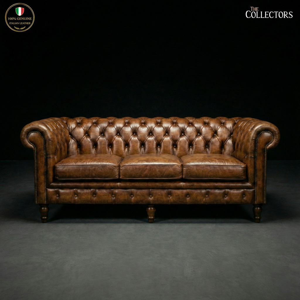 The Westminster Gentleman’s Chesterfield Three Seater Leather Sofa