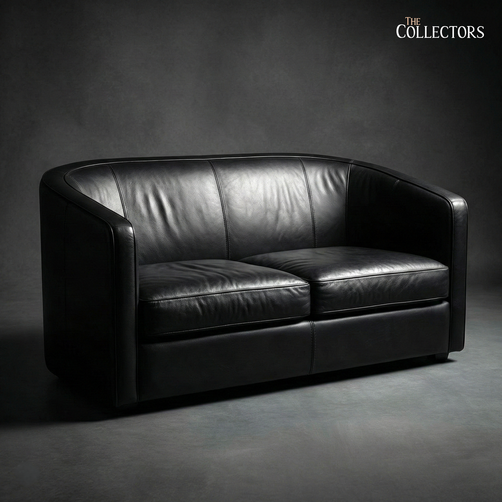 Turin Moderne Art Deco Leather Sofa