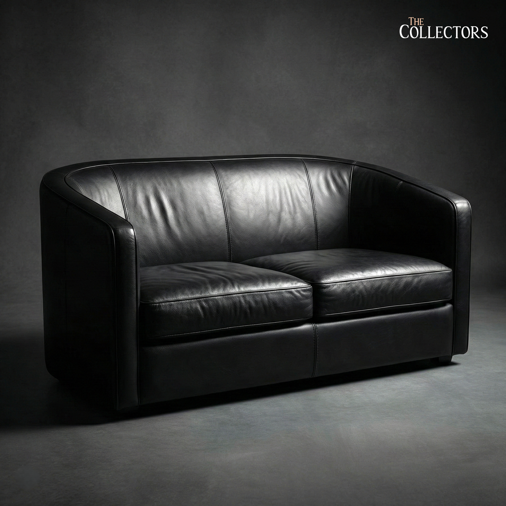Turin Moderne Art Deco Leather Sofa
