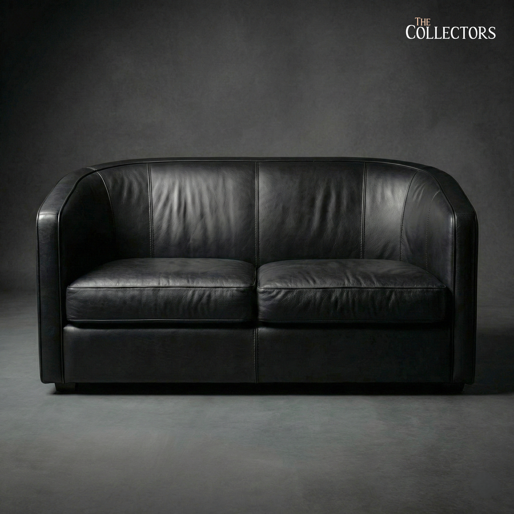 Turin Moderne Art Deco Leather Sofa