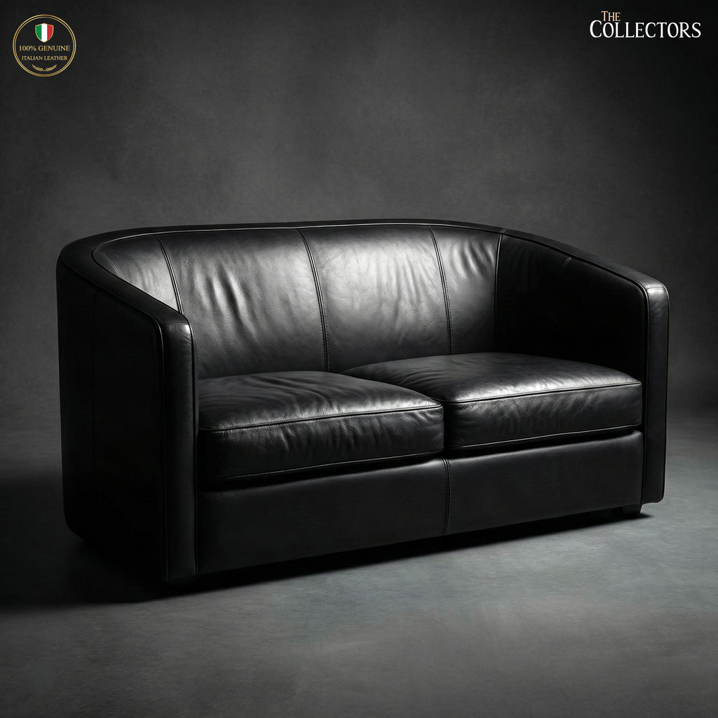 Turin Moderne Art Deco Leather Sofa