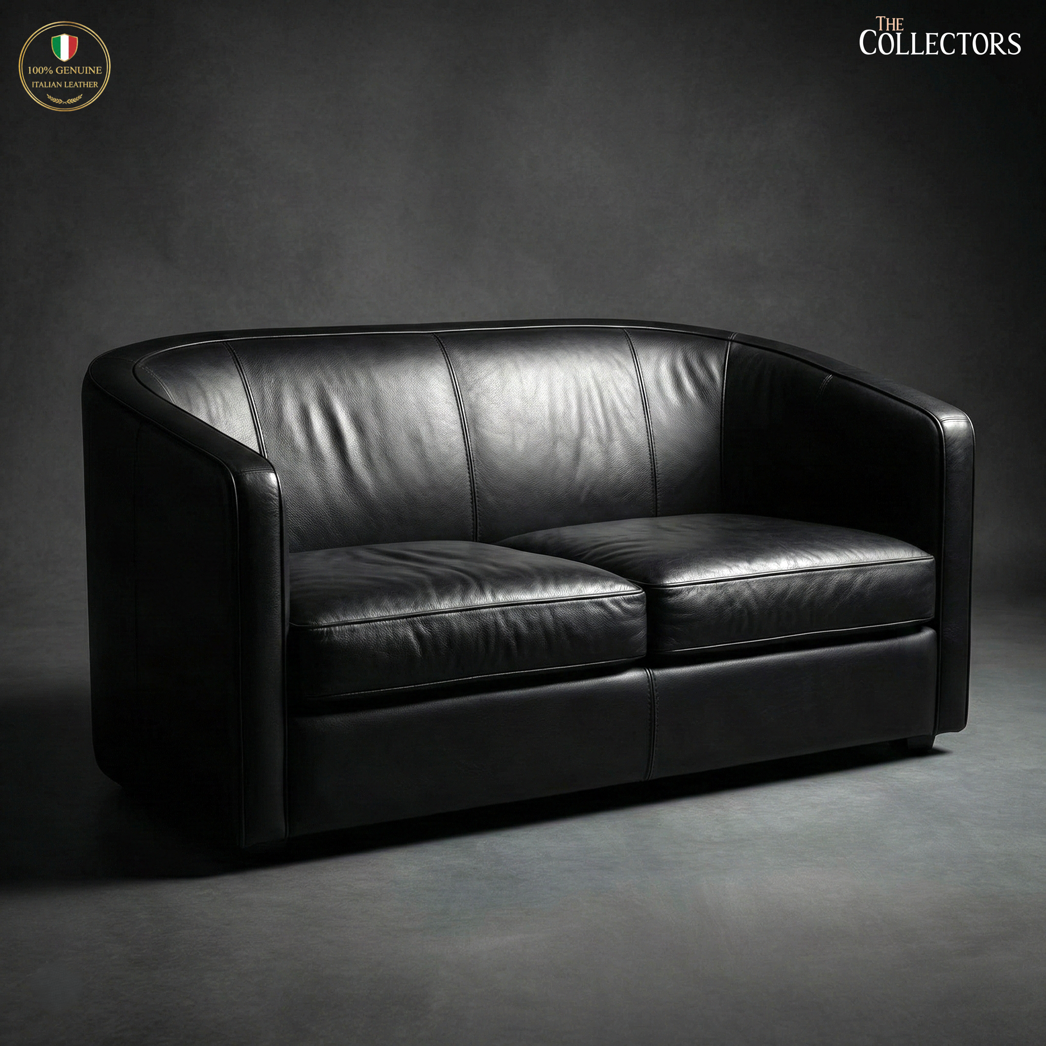 Turin Moderne Art Deco Leather Sofa
