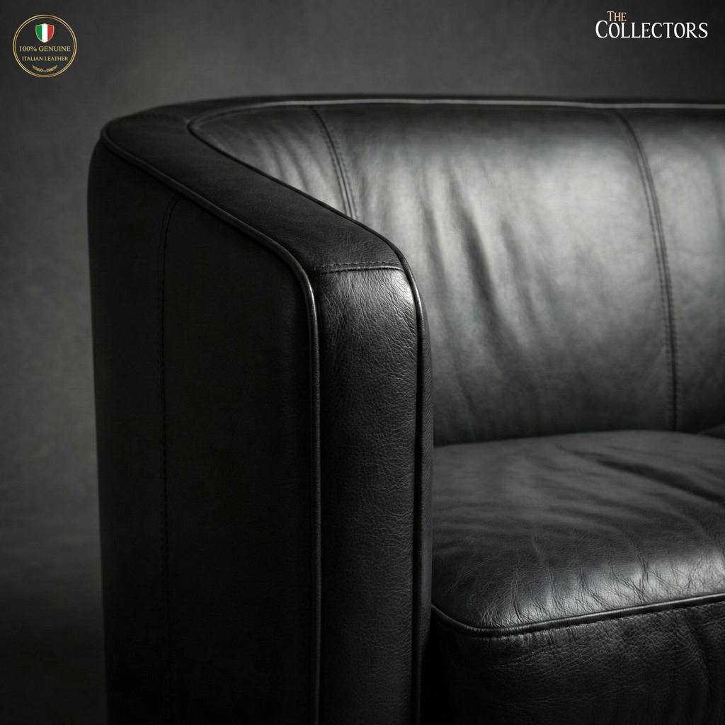 Turin Moderne Art Deco Leather Sofa