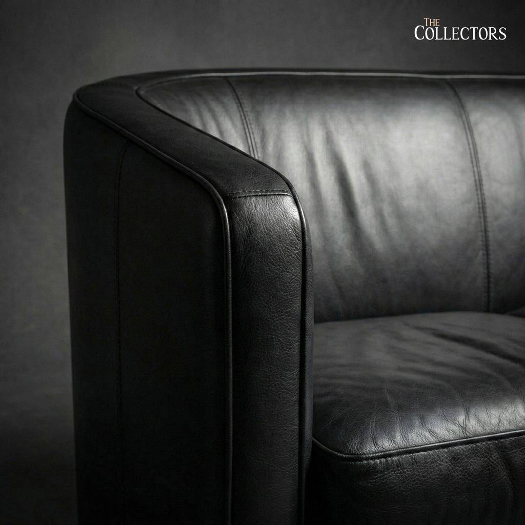 Turin Moderne Art Deco Leather Sofa
