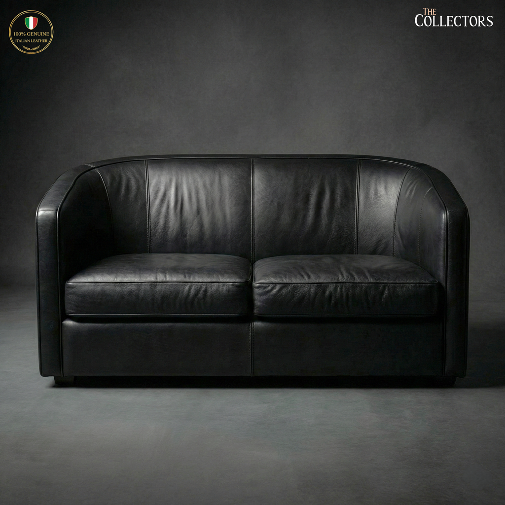 Turin Moderne Art Deco Leather Sofa