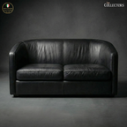 Turin Moderne Art Deco Leather Sofa
