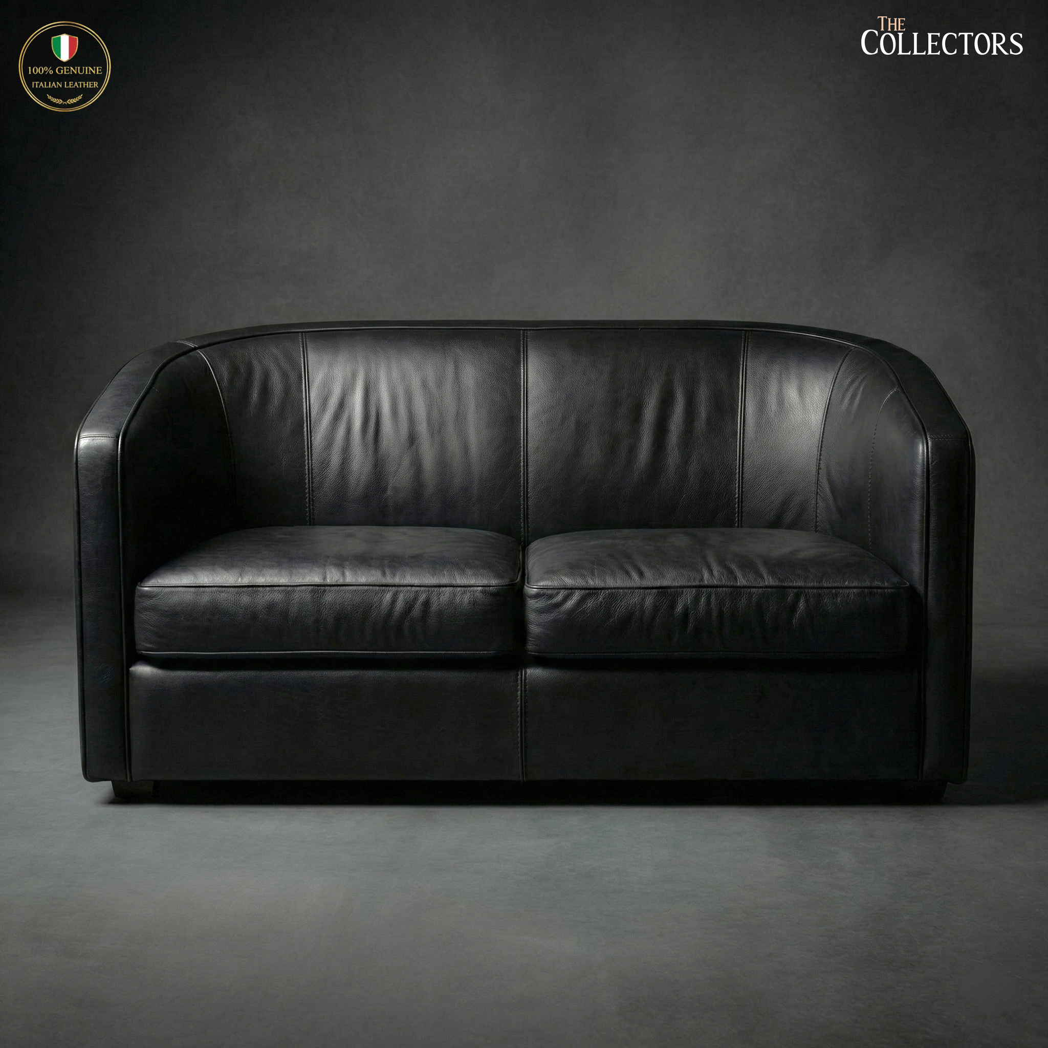 Turin Moderne Art Deco Leather Sofa